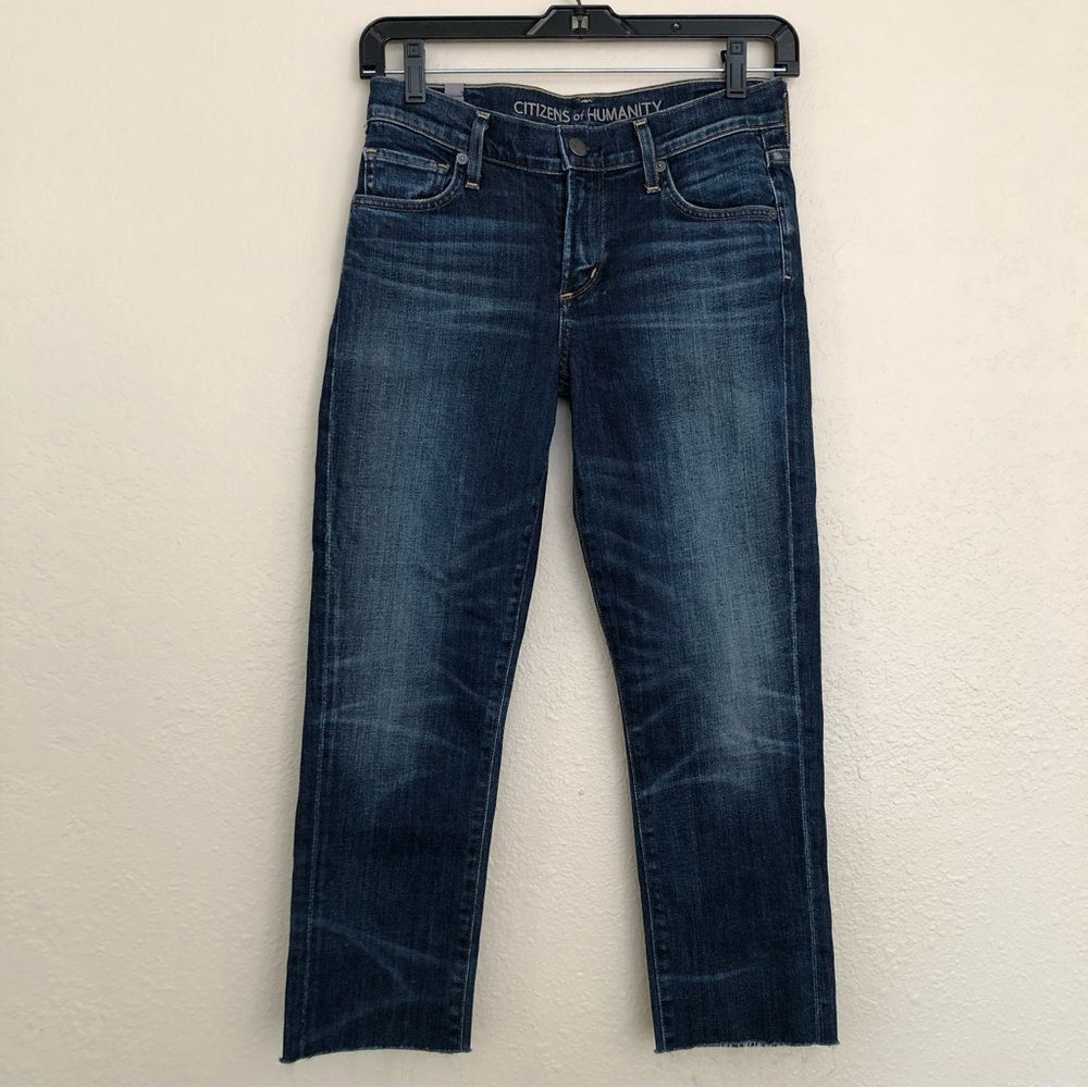 Citizens Of Humanity Phoebe Slim Straight  Leg Jeans Crop Raw Hem Size 25